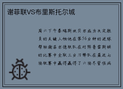 谢菲联VS布里斯托尔城
