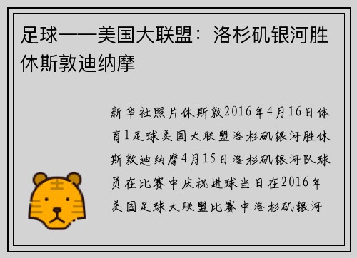 足球——美国大联盟:洛杉矶银河胜休斯敦迪纳摩